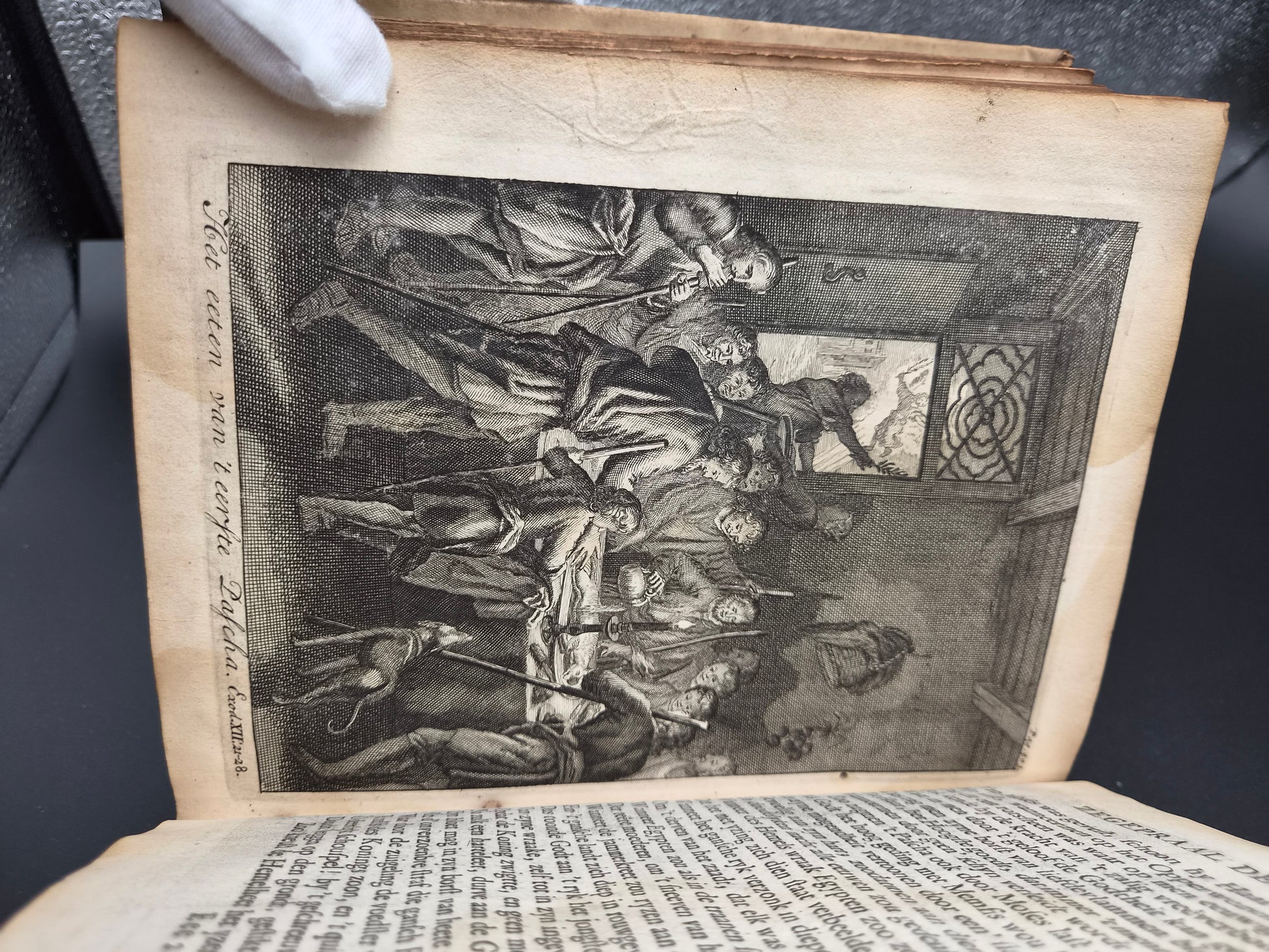 Antiek Boek 1718 - F. Halma: Heilige Feestgezangen - Luxe Blindgestempeld Perkament / Stamped Vellum Binding - ~30 Gravures - Lamsvelt & Doesburgh