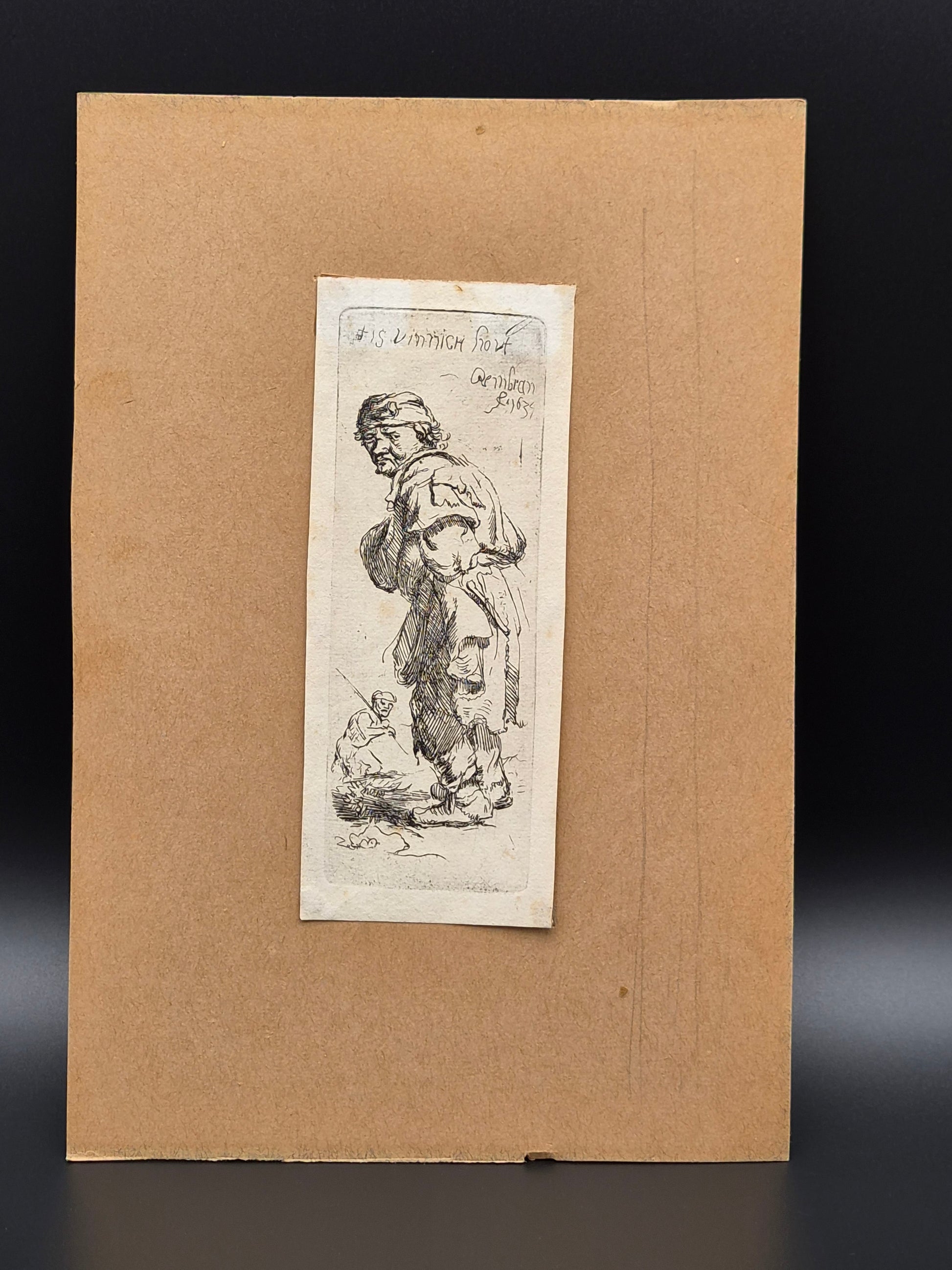 Antieke Ets vanaf de Originele Koperplaat van Rembrandt – ’Tis vinnich kout (1634)