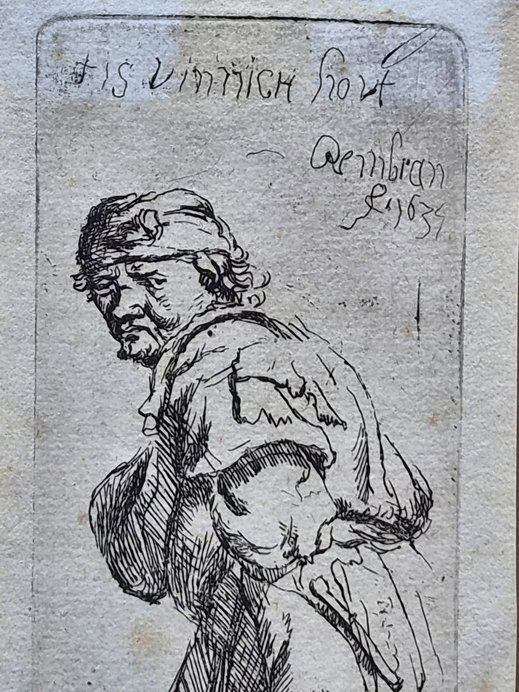 Antieke Ets vanaf de Originele Koperplaat van Rembrandt – ’Tis vinnich kout (1634)