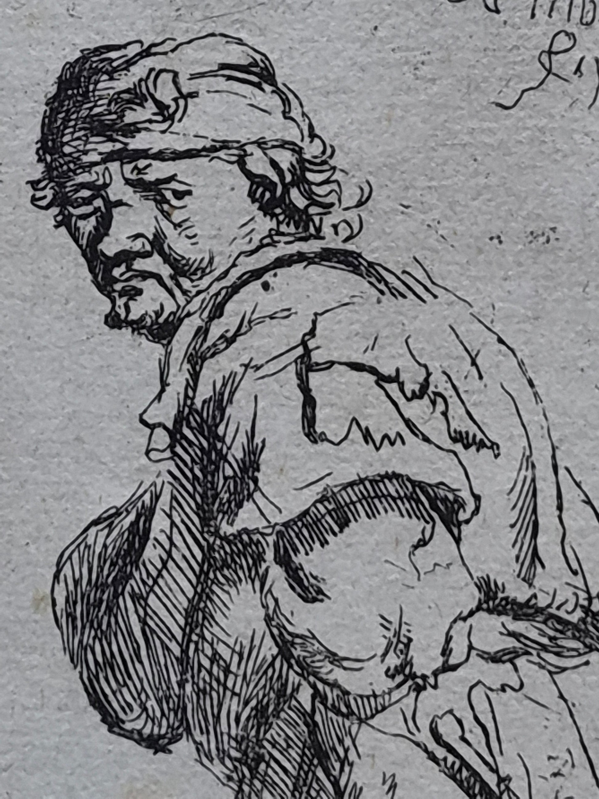 Antieke Ets vanaf de Originele Koperplaat van Rembrandt – ’Tis vinnich kout (1634)
