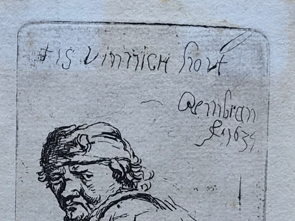 Antieke Ets vanaf de Originele Koperplaat van Rembrandt – ’Tis vinnich kout (1634)