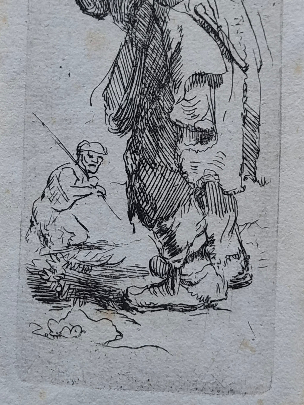 Antieke Ets vanaf de Originele Koperplaat van Rembrandt – ’Tis vinnich kout (1634)