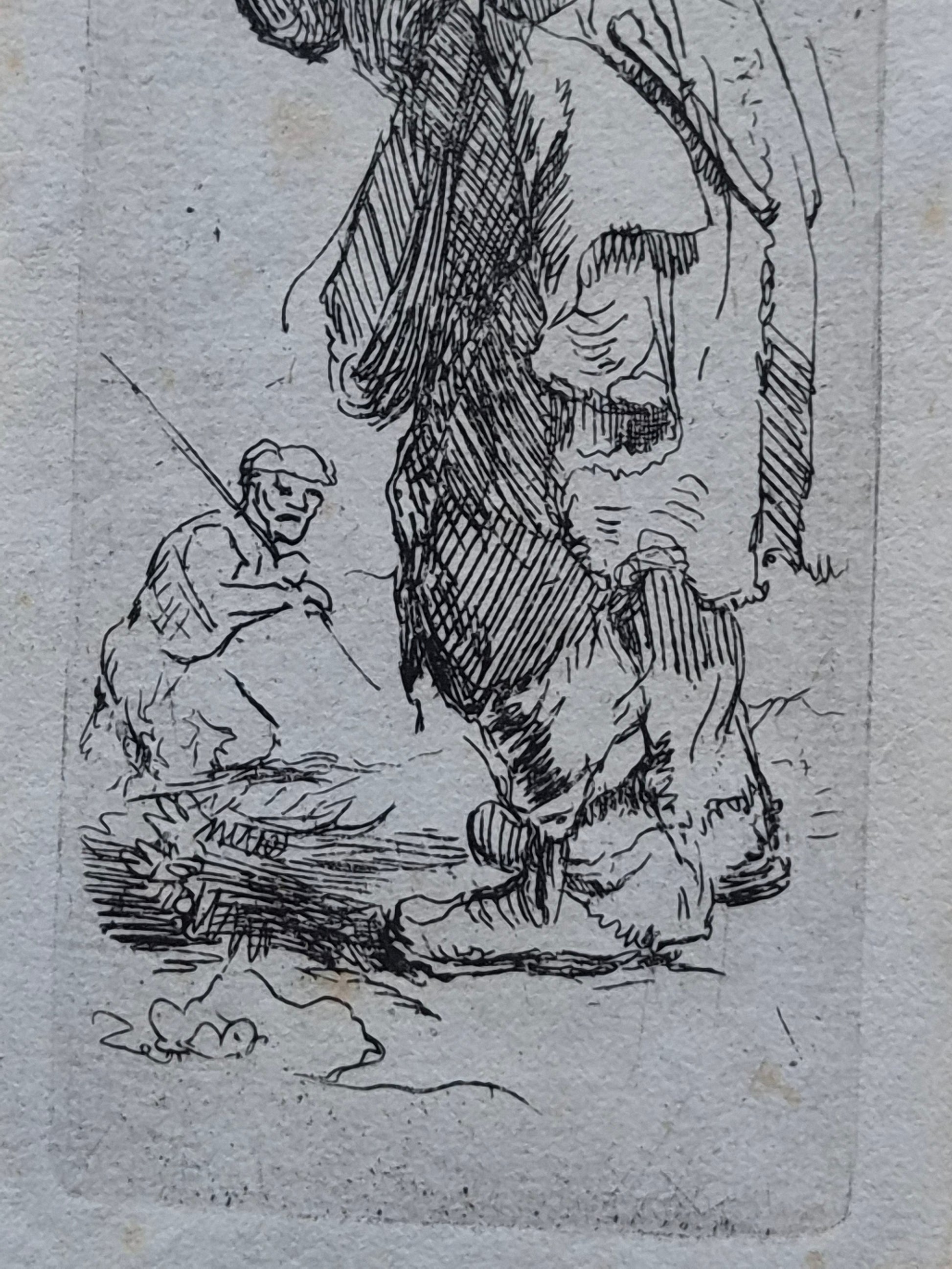 Antieke Ets vanaf de Originele Koperplaat van Rembrandt – ’Tis vinnich kout (1634)