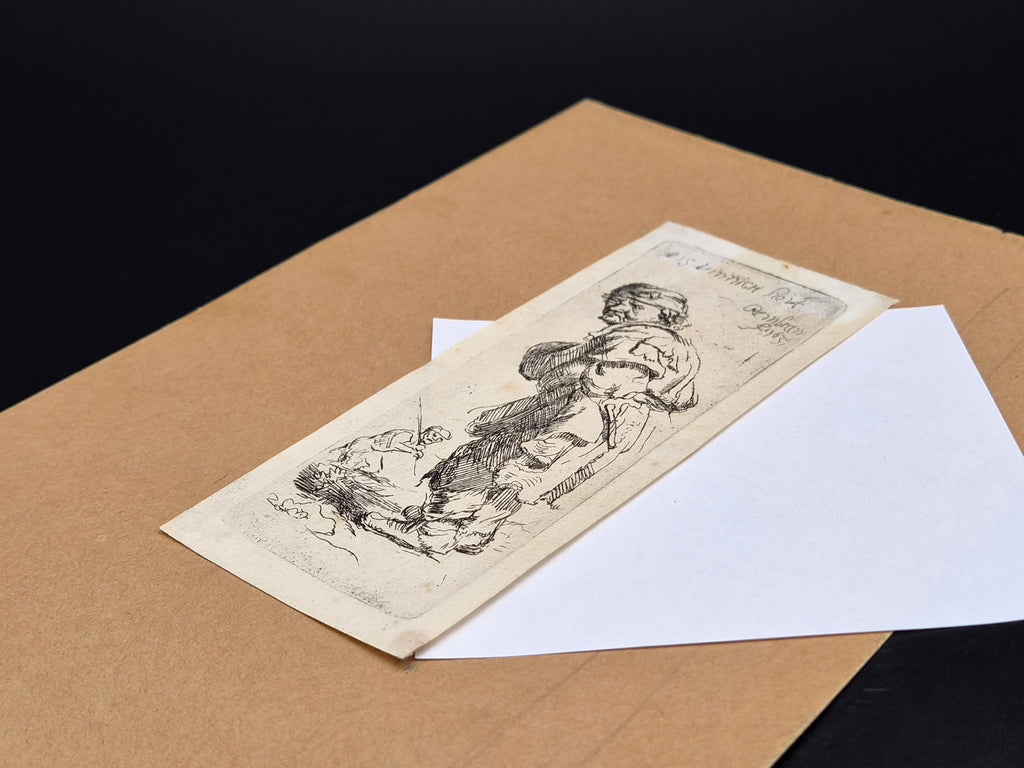 Antieke Ets vanaf de Originele Koperplaat van Rembrandt – ’Tis vinnich kout (1634)