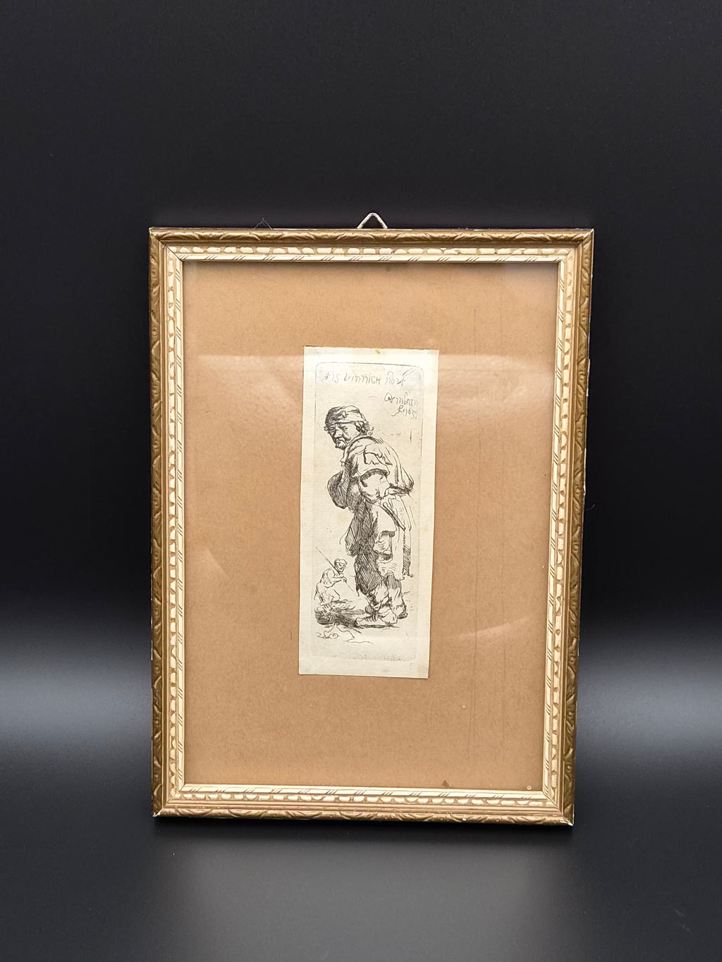 Antieke Ets vanaf de Originele Koperplaat van Rembrandt – ’Tis vinnich kout (1634)