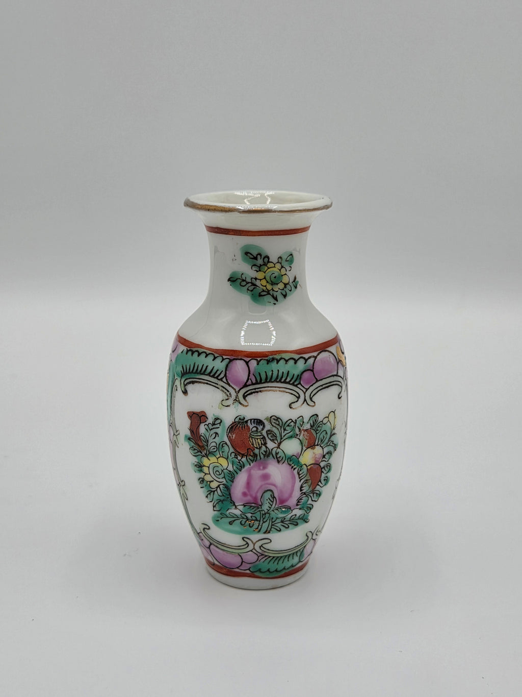 Vintage Chinese 'Famille Rose' Canton Miniatuur Vaas – Rose Medallion