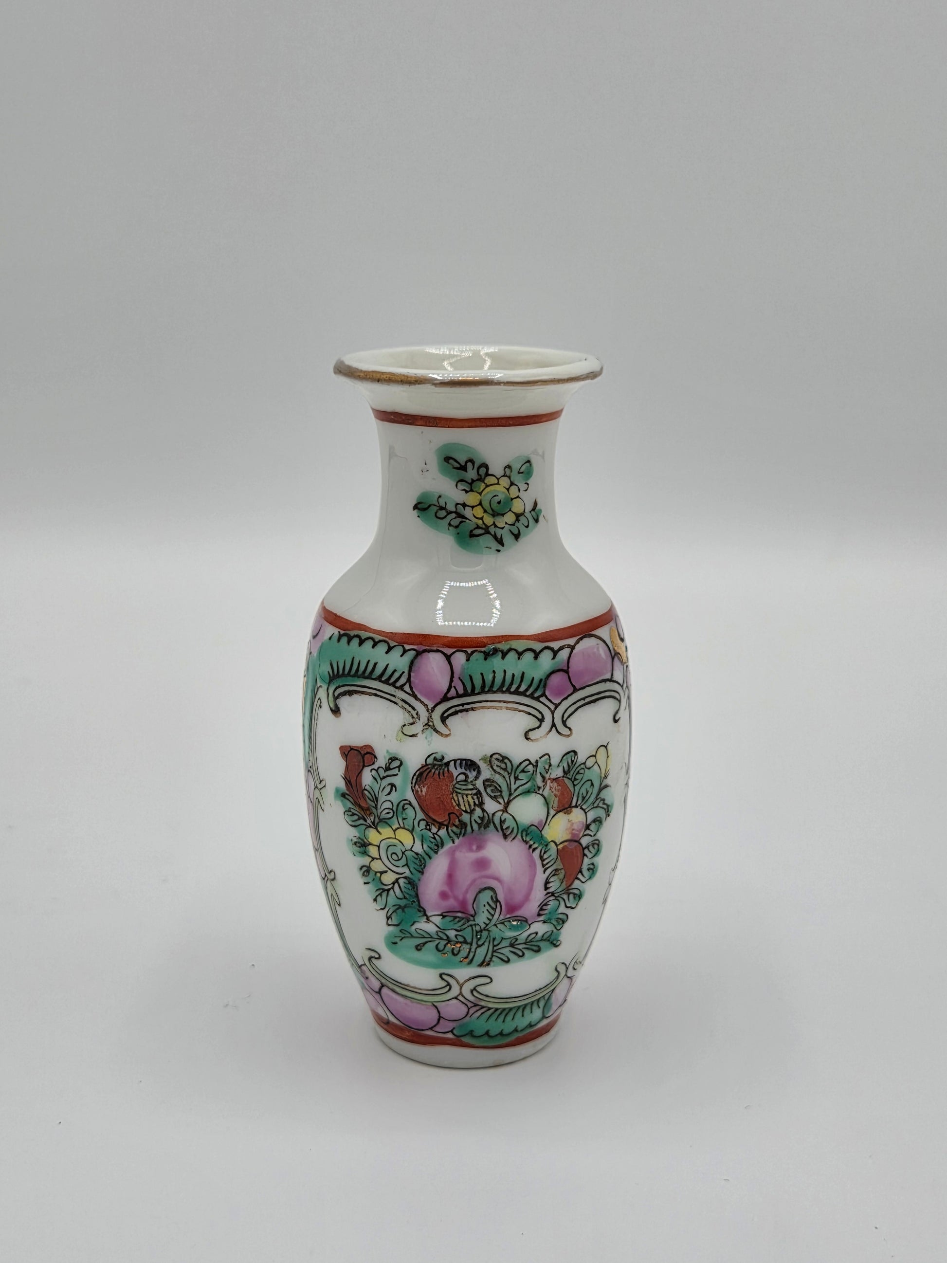 Vintage Chinese 'Famille Rose' Canton Miniatuur Vaas – Rose Medallion