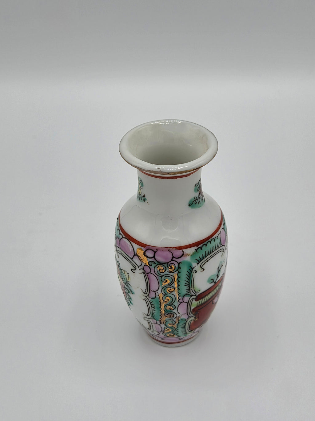 Vintage Chinese 'Famille Rose' Canton Miniatuur Vaas – Rose Medallion