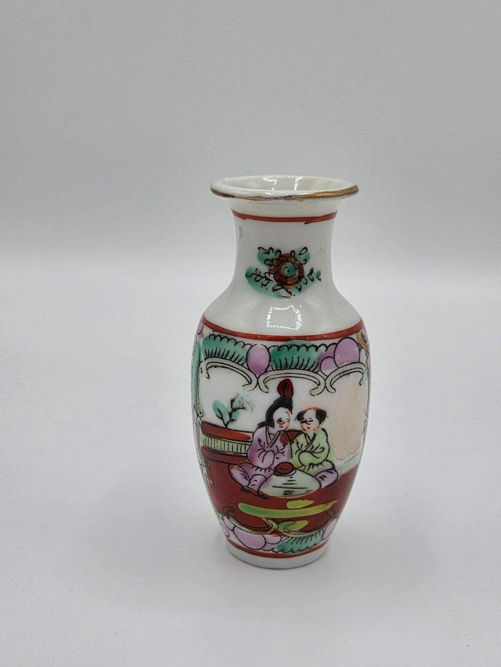Vintage Chinese 'Famille Rose' Canton Miniatuur Vaas – Rose Medallion