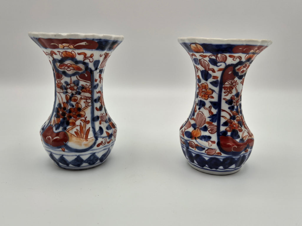 Paar Japanse Imari Vaasjes – Blauw & IJzerrood – ca. 1900