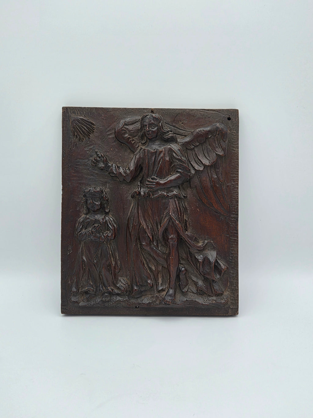 Antiek Walnoten Reliëf – Tobias en de Engel – Zuidelijke Nederlanden, ca. 1600