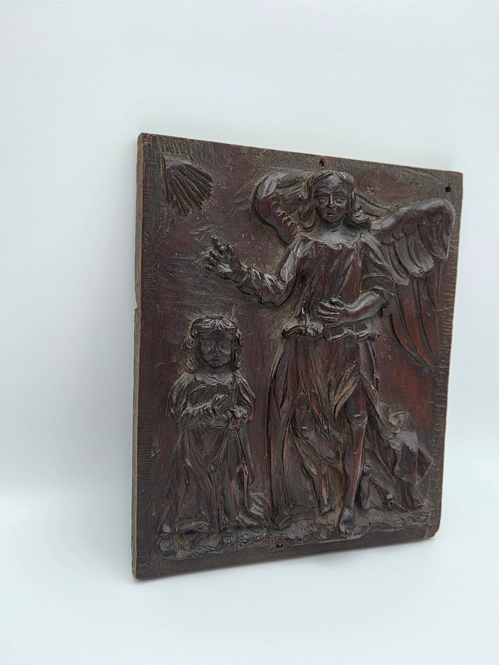 Antiek Walnoten Reliëf – Tobias en de Engel – Zuidelijke Nederlanden, ca. 1600