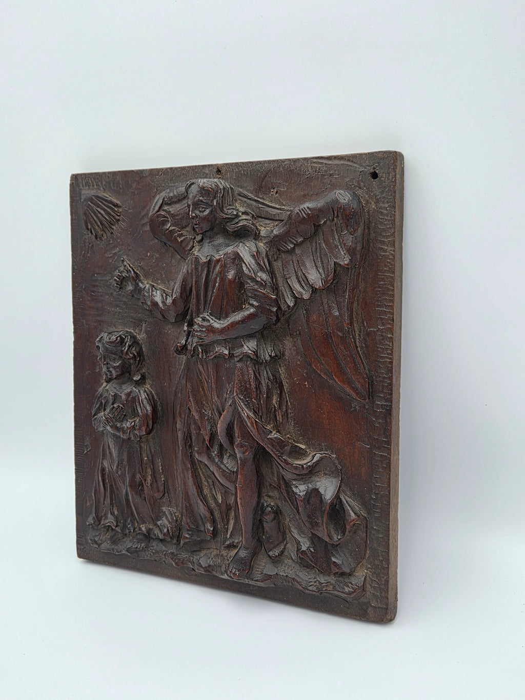 Antiek Walnoten Reliëf – Tobias en de Engel – Zuidelijke Nederlanden, ca. 1600