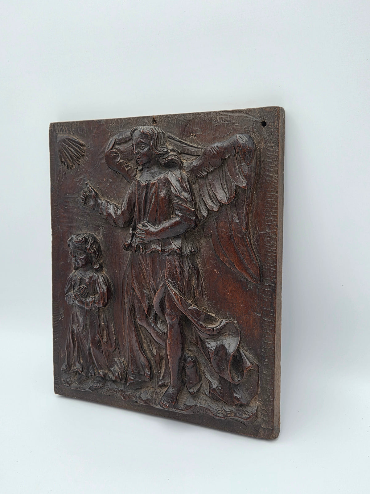 Antiek Walnoten Reliëf – Tobias en de Engel – Zuidelijke Nederlanden, ca. 1600