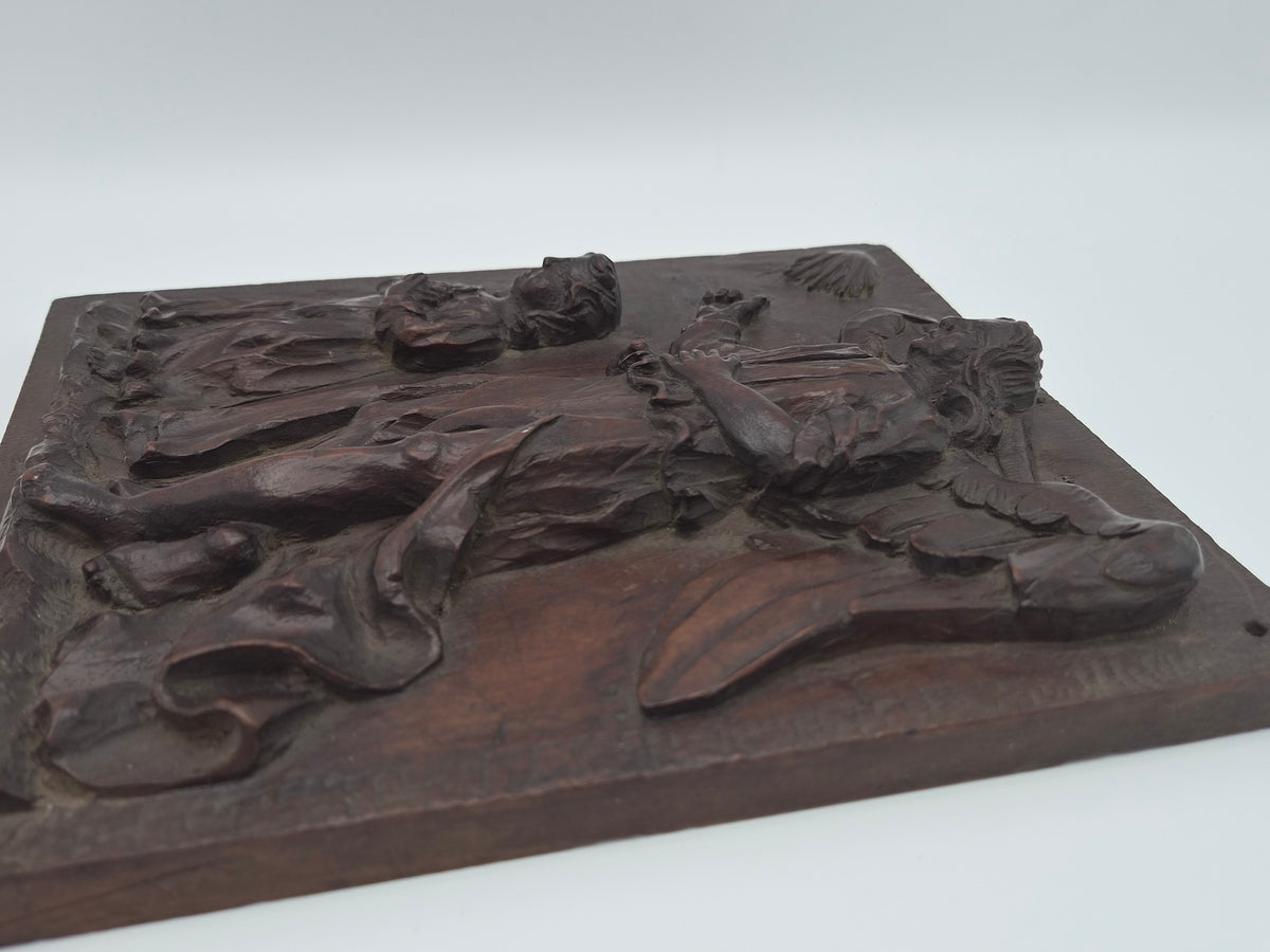 Antiek Walnoten Reliëf – Tobias en de Engel – Zuidelijke Nederlanden, ca. 1600