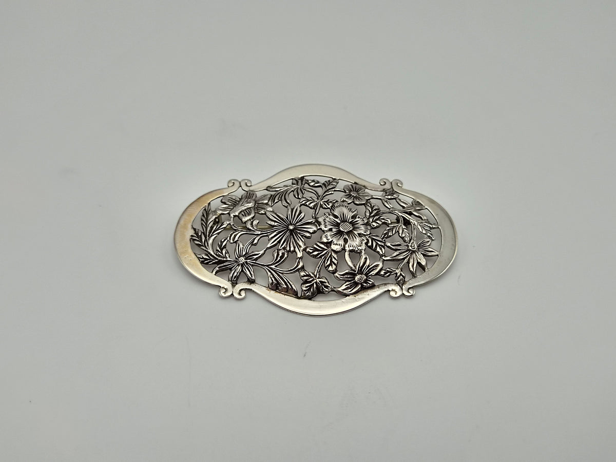 Grote Zilveren Bloemenbroche – Gebr. Niekerk Schoonhoven – 835 Zilver