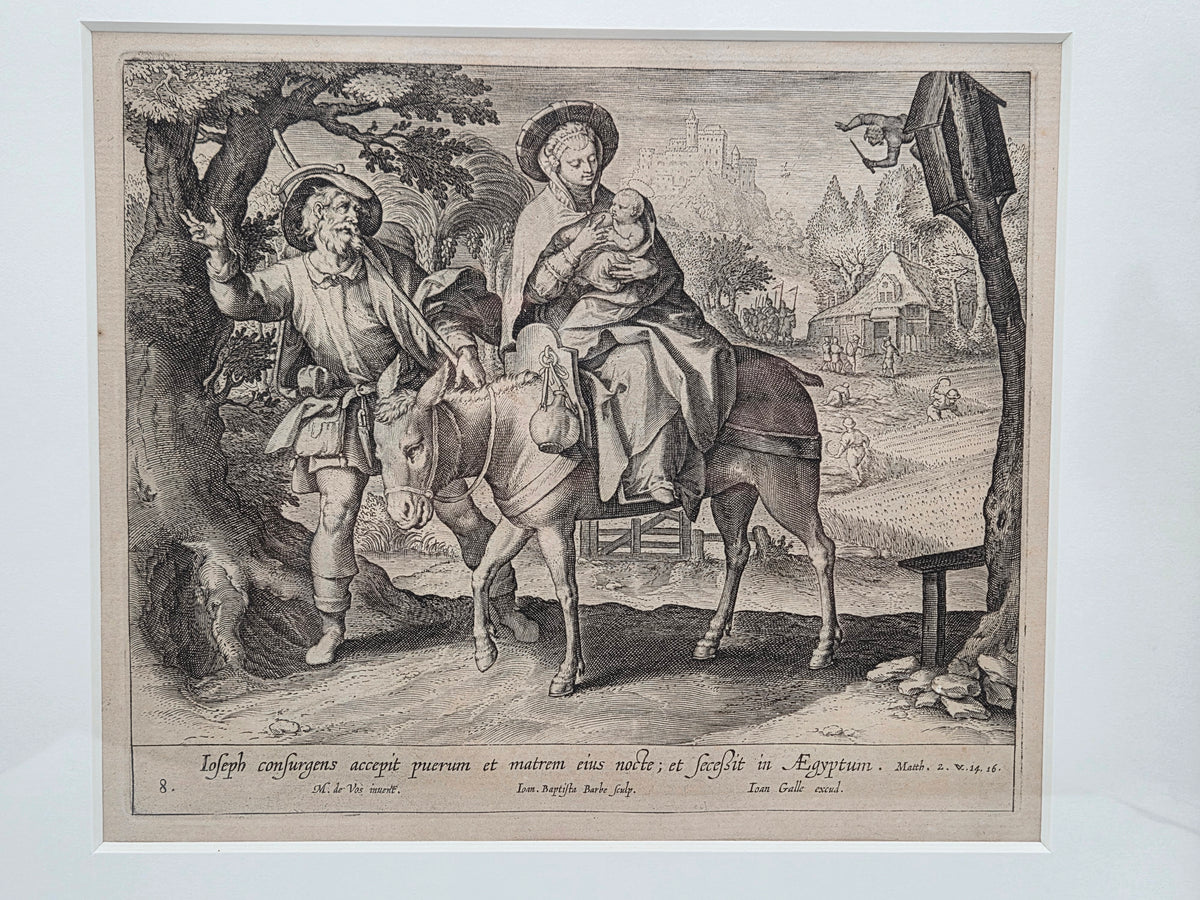 De Vlucht naar Egypte – Maerten de Vos – 17e-eeuwse Kopergravure