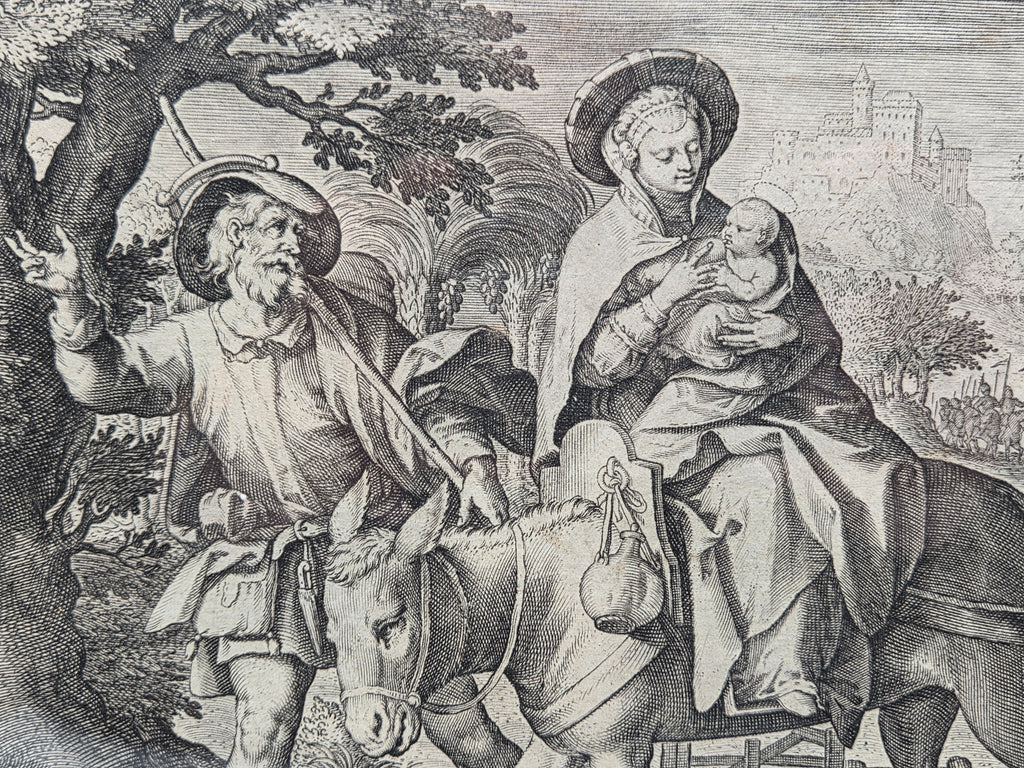 De Vlucht naar Egypte – Maerten de Vos – 17e-eeuwse Kopergravure