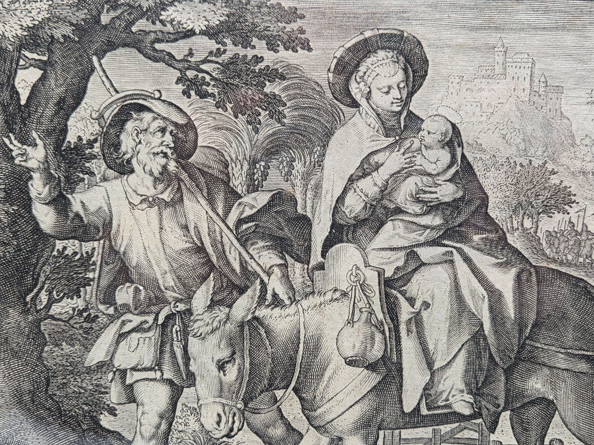 De Vlucht naar Egypte – Maerten de Vos – 17e-eeuwse Kopergravure