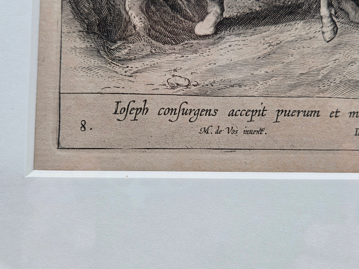 De Vlucht naar Egypte – Maerten de Vos – 17e-eeuwse Kopergravure
