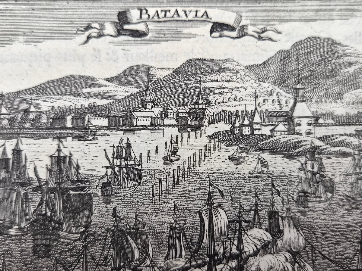 17e-eeuwse Kopergravure van Batavia - VOC – Citadelle de Batavia & Batavia – Allain Manesson Mallet
