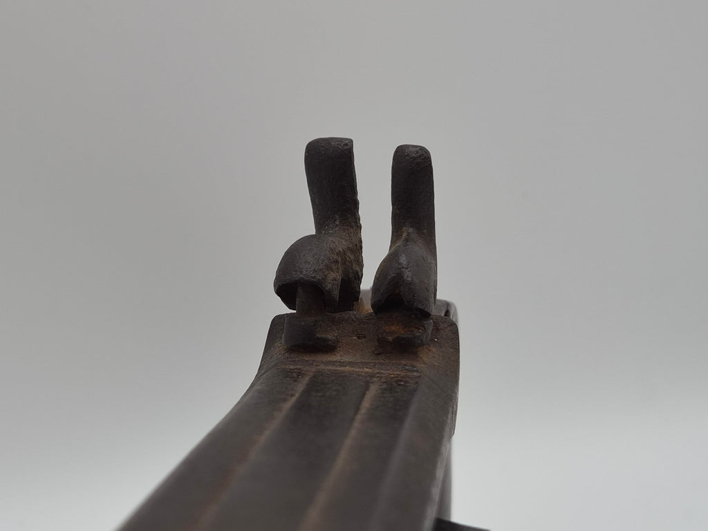 Antiek Dubbelloops Percussie Pistool (ca. 1850) in Wandvitrine – Unieke Militaria Wanddecoratie