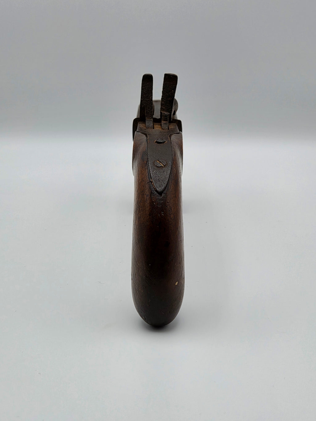 Antiek Dubbelloops Percussie Pistool (ca. 1850) in Wandvitrine – Unieke Militaria Wanddecoratie