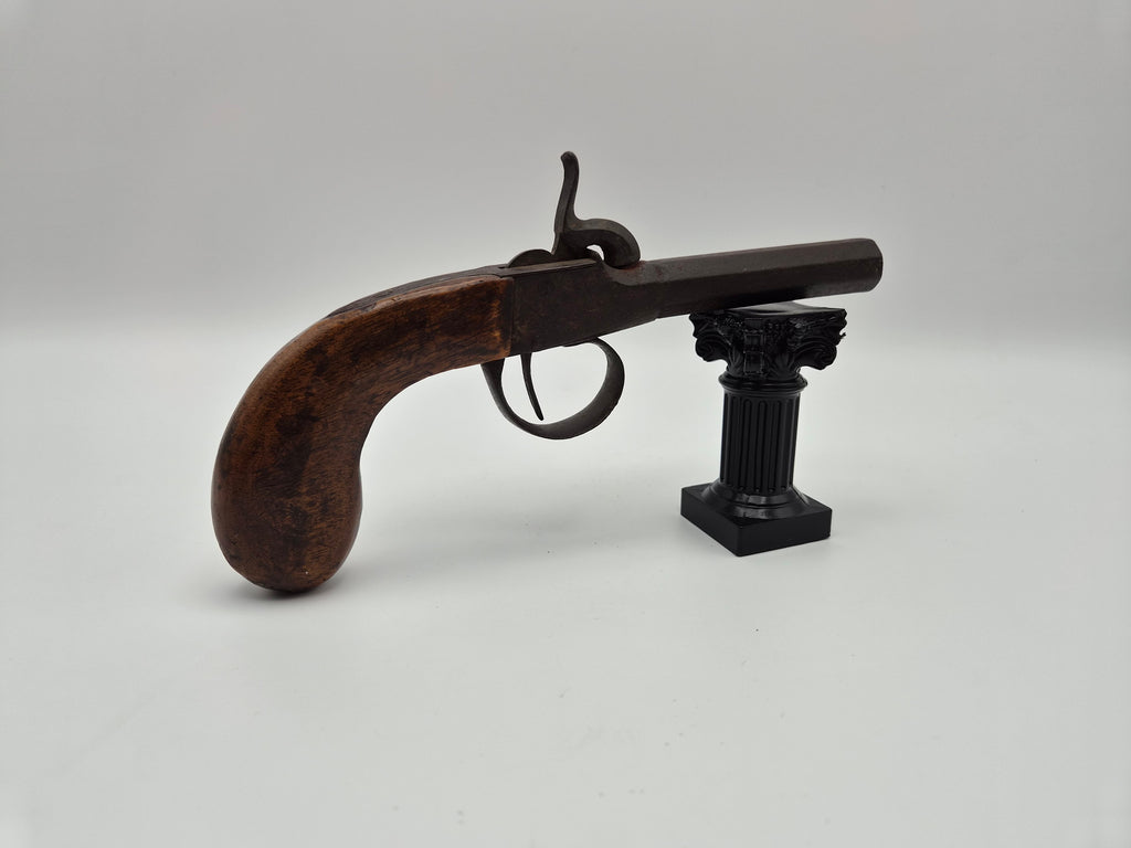 Antiek Enkelloops Percussie Zakpistool (ca. 1850)  – Unieke Militaria Wanddecoratie