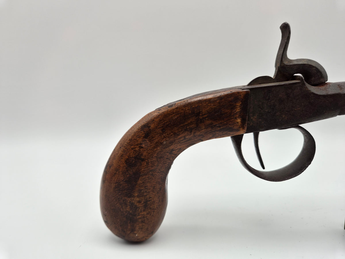 Antiek Enkelloops Percussie Zakpistool (ca. 1850)  – Unieke Militaria Wanddecoratie