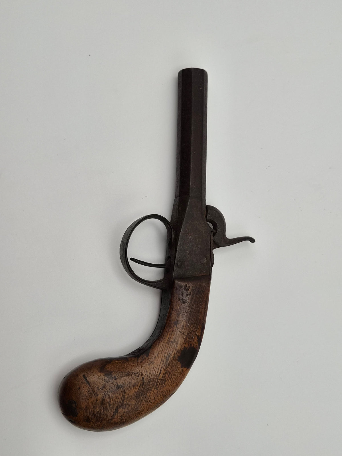Antiek Enkelloops Percussie Zakpistool (ca. 1850)  – Unieke Militaria Wanddecoratie