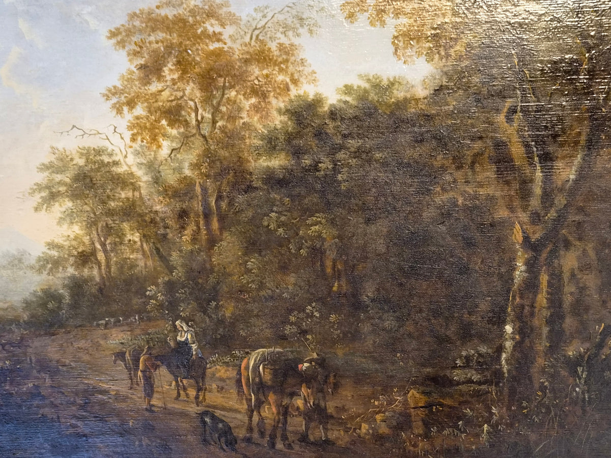 17e-eeuws Boslandschap met Reizigers – Omgeving van Jan Wijnants – ca. 1650–1665