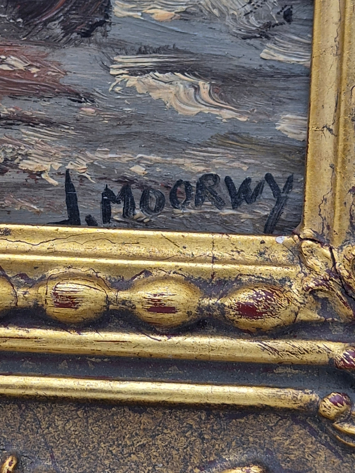Gesigneerd J. Moorwyk – Hollands Maritiem Gezicht met Zeilschepen