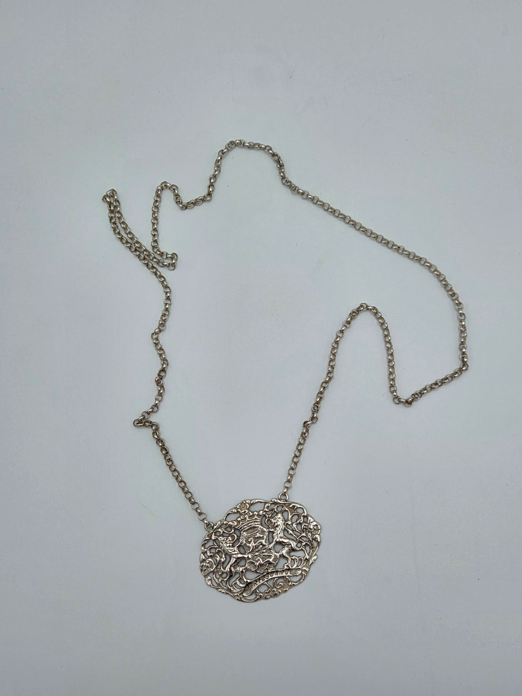 Zilveren ketting met ovale hanger en fijne schakelketting
