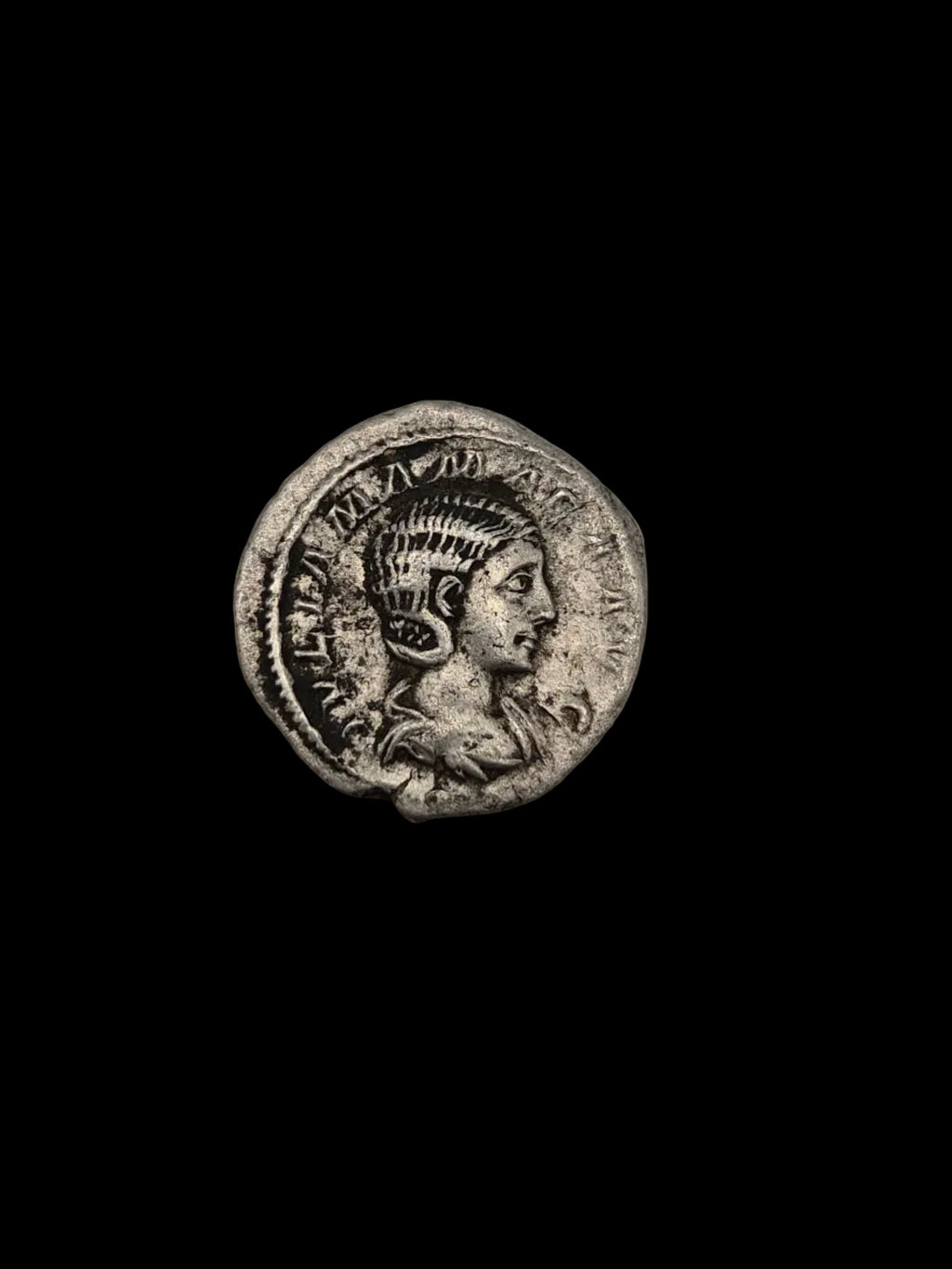 Romeinse zilveren denarius van Julia Maesa – Juno Conservatrix, 218–222 n.Chr.