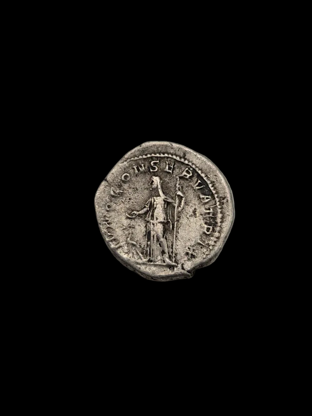 Romeinse zilveren denarius van Julia Maesa – Juno Conservatrix, 218–222 n.Chr.