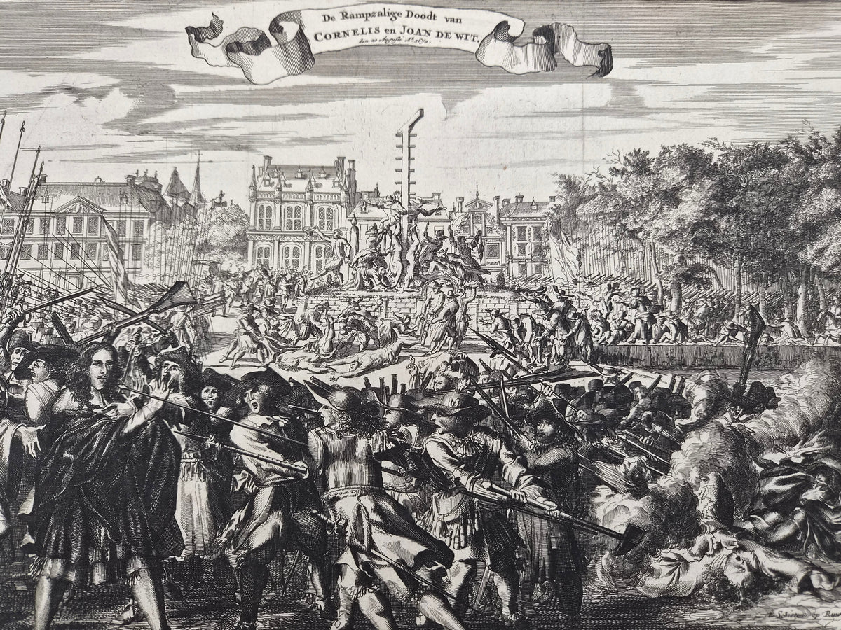 Gravure | De Rampzalige Doodt van Cornelis en Joan de Wit | Romeyn de Hooghe