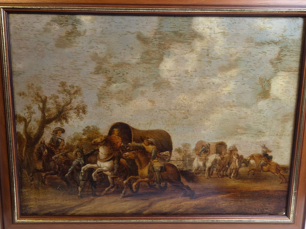 Exclusief 17e-eeuws Olieverfschilderij op Paneel: De Hinderlaag – Adriaen van de Velde - Toegeschreven aan