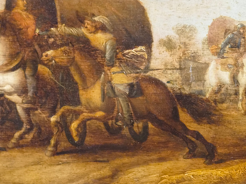 Exclusief 17e-eeuws Olieverfschilderij op Paneel: De Hinderlaag – Adriaen van de Velde - Toegeschreven aan