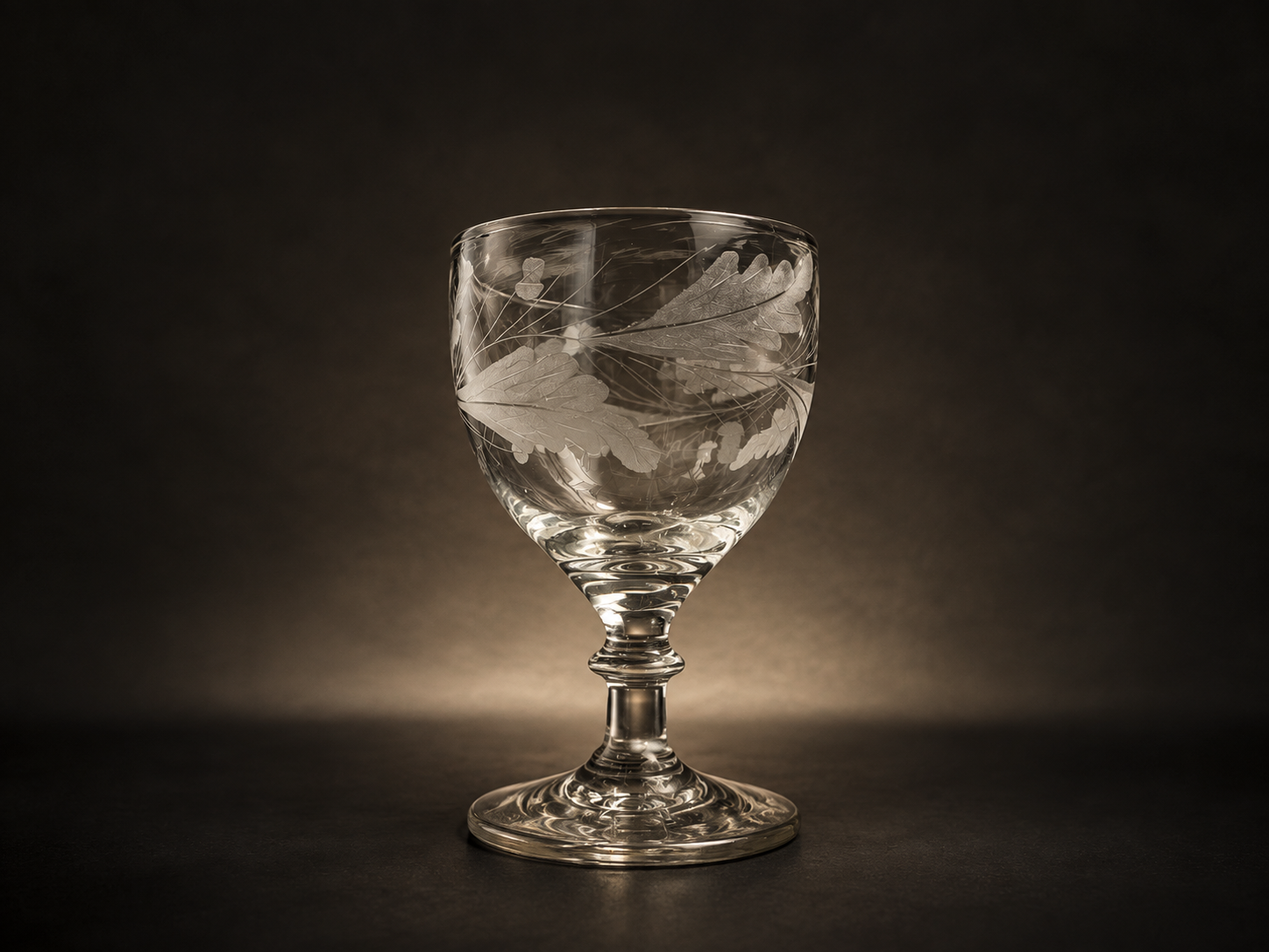 Antiek 18e-eeuws wijnglas – gegraveerd – ca. 11,3 cm hoog