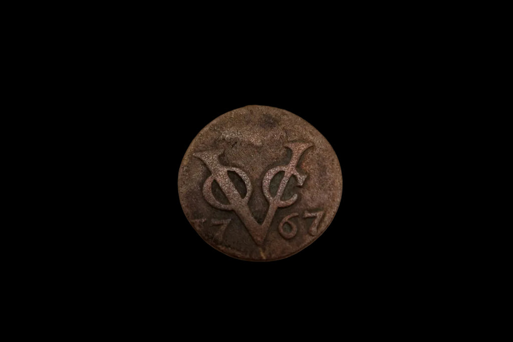 Antieke koperen VOC-duit Zeeland 1767 – Middelburg, foto van de voorkant