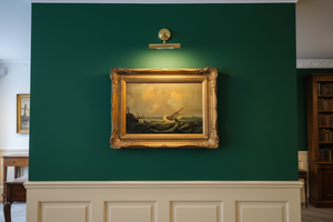 Antieke maritieme olieverf op doek met lijst | 19e‑eeuwse kust landschap bij Antiekhuys.nl