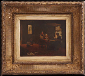 Haagse School, olieverf op doek, olieverf op paneel, huiselijk tafereel, 19e-eeuwse kunst, Nederlands impressionisme, antiek schilderij, genreschilderkunst