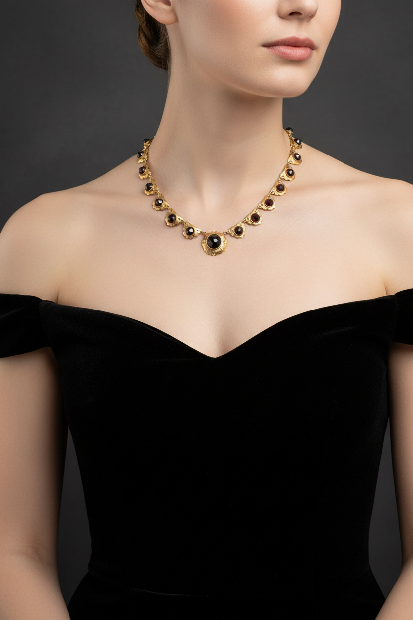 Gouden ketting met granaten verfijnd en luxe