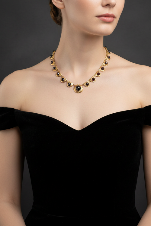 Gouden ketting met granaten verfijnd en luxe