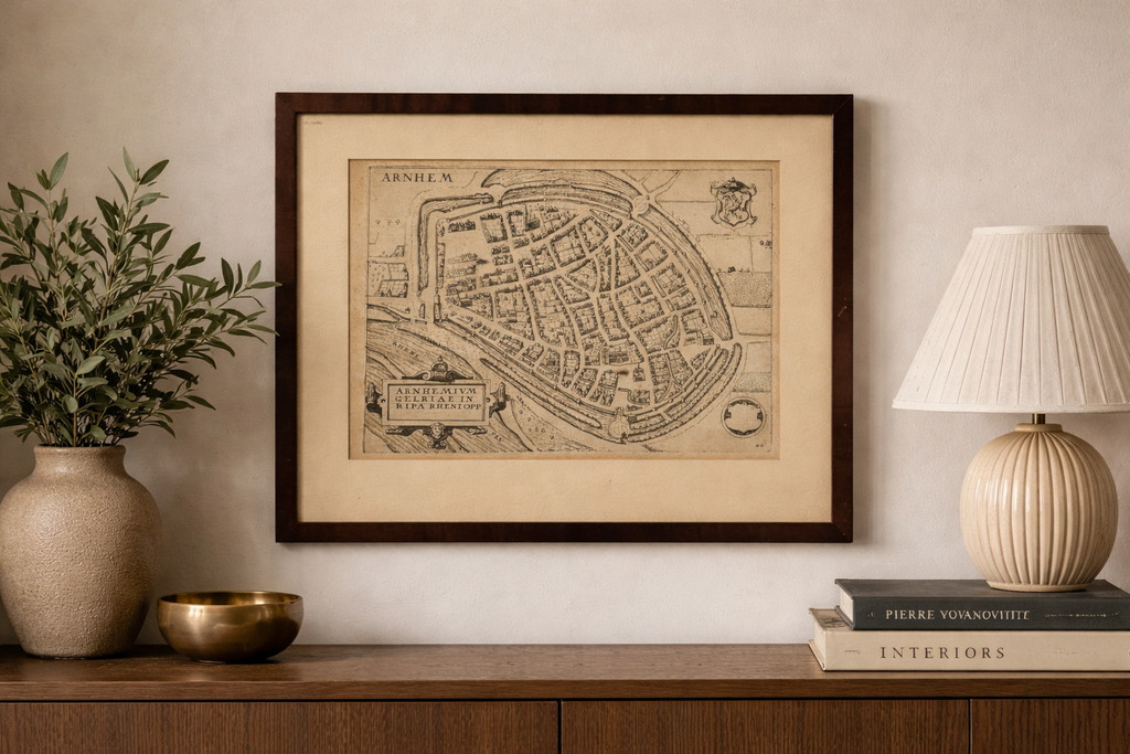 Oude kopergravure van Arnhem uit de 17 eeuw