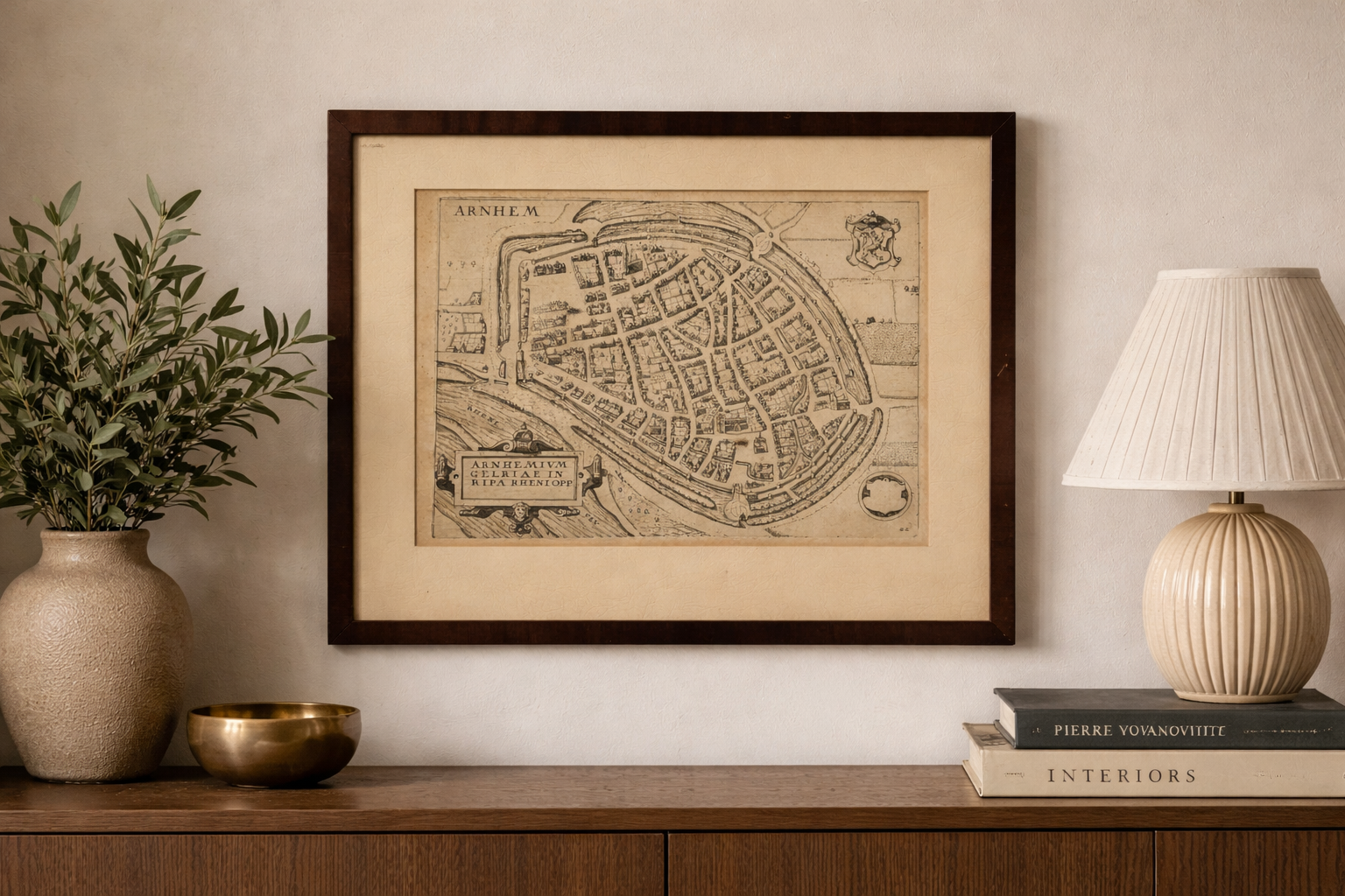 Oude kopergravure van Arnhem uit de 17 eeuw