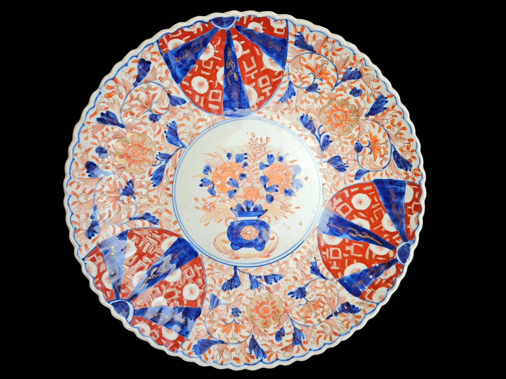 Groot Antiek Japans Imari Porseleinen Bord (Ø 30,5 cm) – Meiji-periode, 19e Eeuw