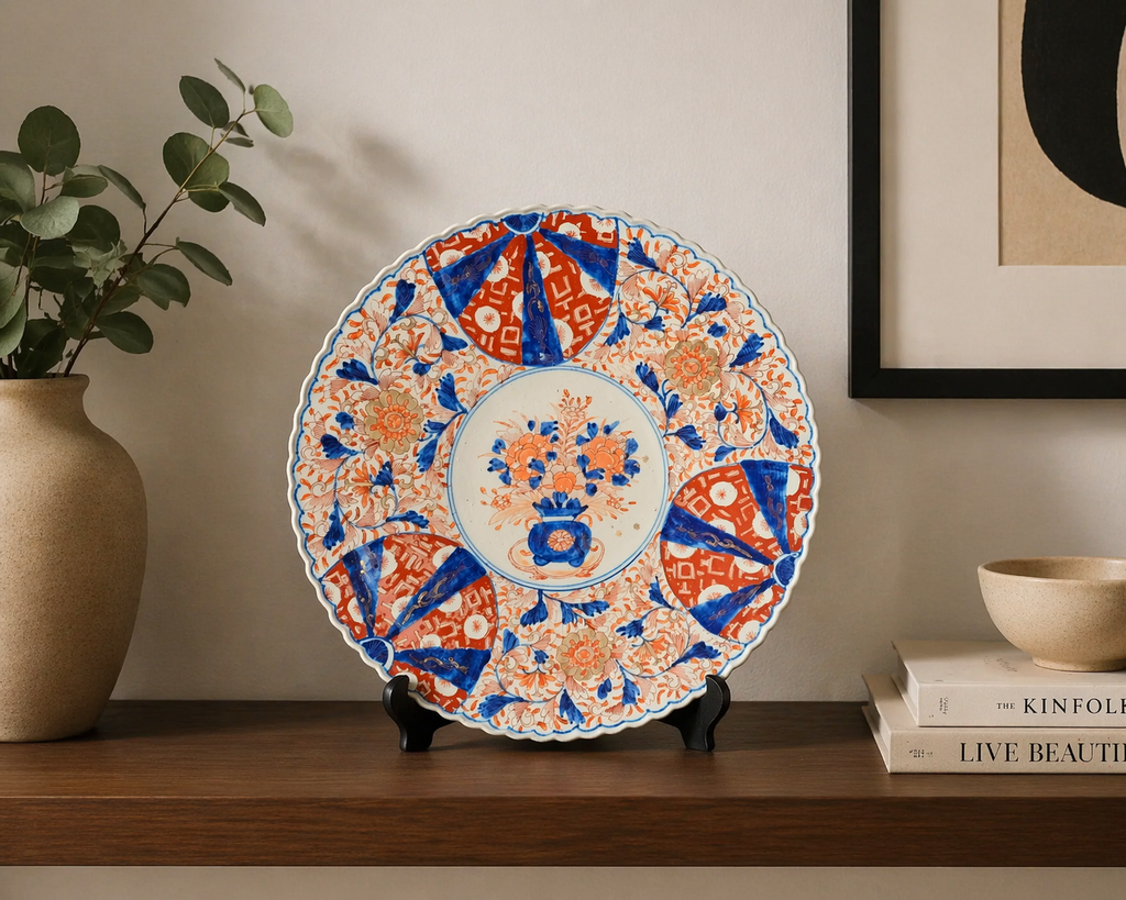 Groot Antiek Japans Imari Porseleinen Bord (Ø 30,5 cm) – Meiji-periode, 19e Eeuw