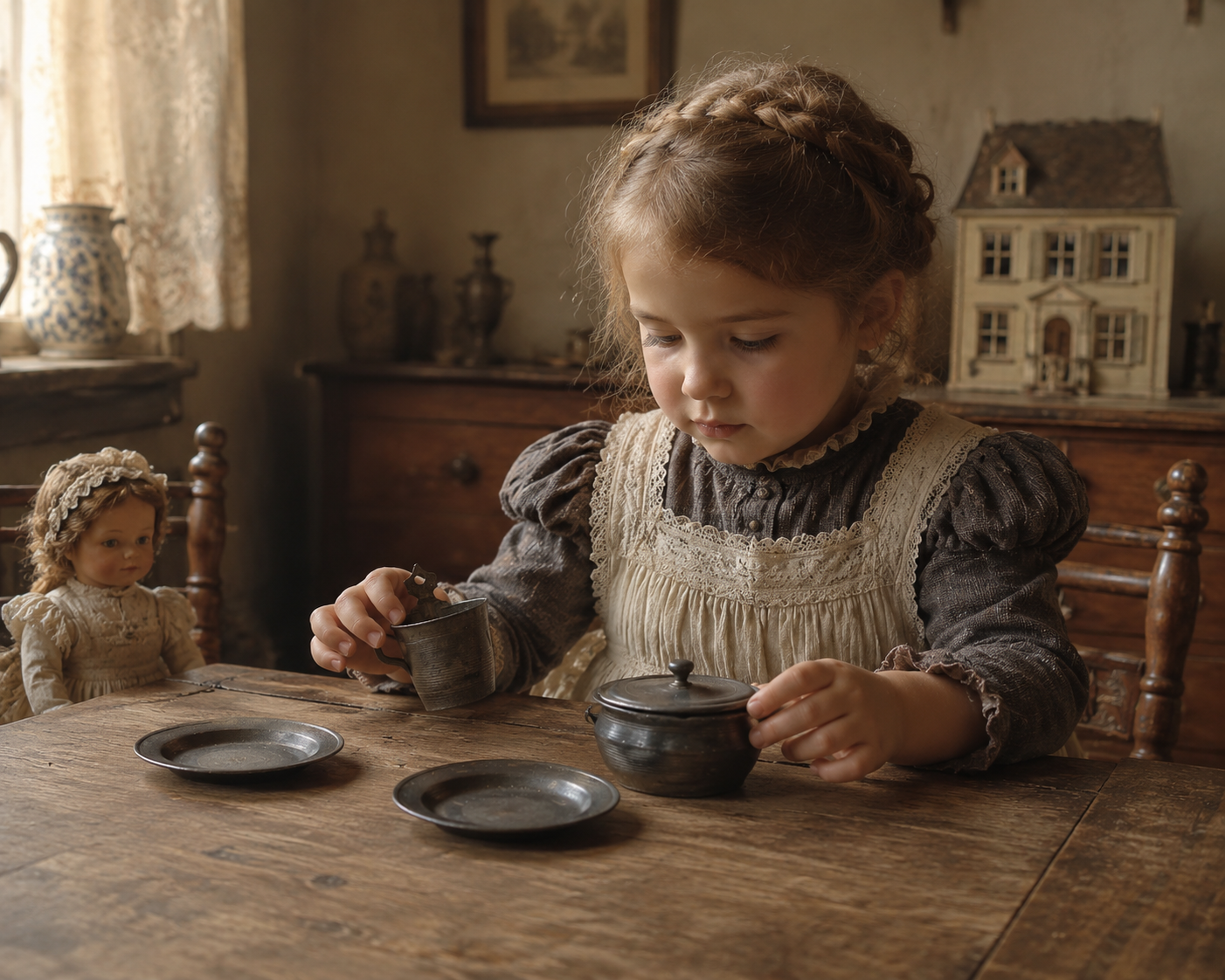 Antiek Tinnen Kinderservies van I.H. Bours (1791-1842) – Origineel 19e-eeuws Speelgoed uit Venlo