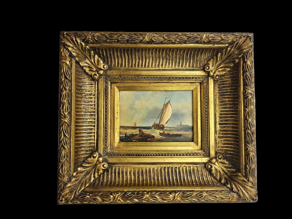Marined tafereel met zeilschip – gesigneerd J. Webb (ca. 1870–1890)